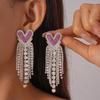 Sweet Diamond-set Love Fringed Steel Needle Earrings Niche Light Luxury Personality Fashion Earrings