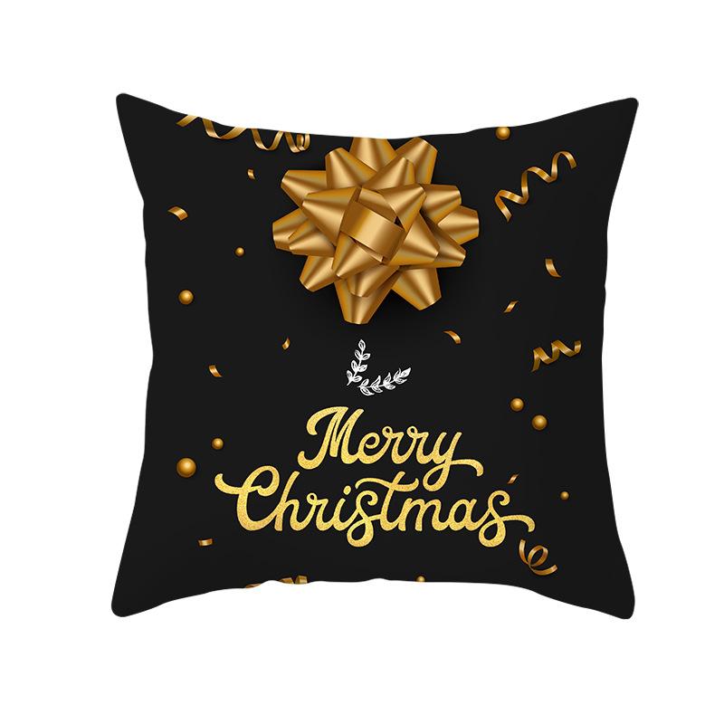 1pc Black Golden Marry Christmas Cushion Cover Antler Durable Cover 2025 New for Home Ornament Xmas New Year Christmas Decor