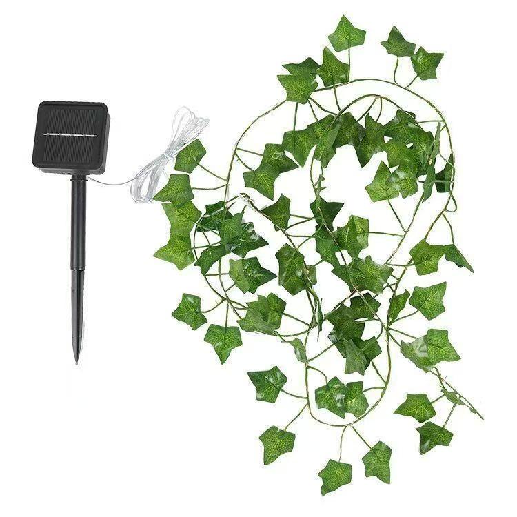 Solar LED Green Leaf Rattan Ivy String Lights for Courtyard & Wreaths
