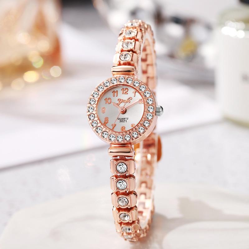 Women Small Full‑Diamond Diamond‑Inlaid Bracelet Quartz Jewelry‑Style Wristwatch