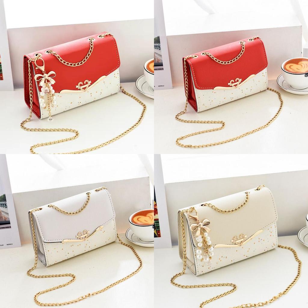 Pu Small Chain Shoulder Bag For Daily Use With Magnetic Closure And Sparkling Elements