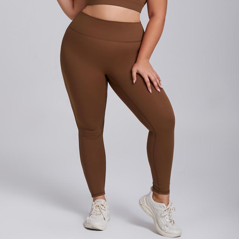 Plus Size High Elastic Yoga Suit: Women's Brushed Nude Feel Set with Shockproof Sportswear