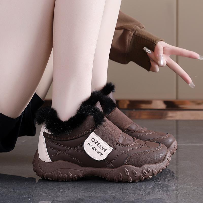 Damesko tykk bunn høydeøkende lett vinter varm pels en snøstøvler polstret fôr sklisikker avslappet sport bomullsstøvler