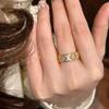 Französischer Old Money Stil Glücksklee Vierblättriger Gypsy Ring Modischer Leichter Luxus Leicht mit Diamanten besetzt Blumenreihe Ring Damen