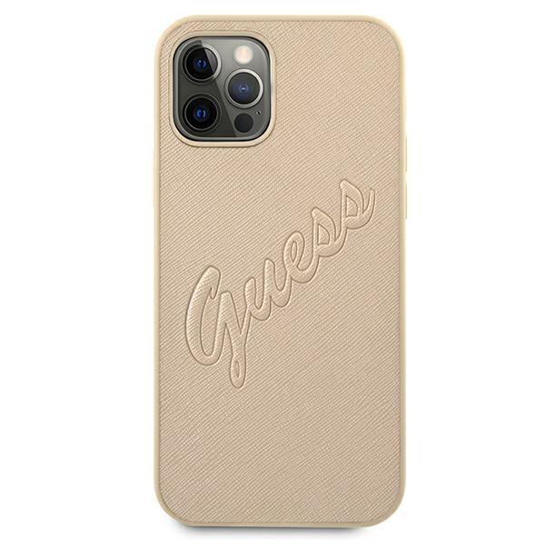 Guess Guhcp12Lrsavslg Iphone 12 Promax 6,7 Złoty/Gold Hardcase Saffiano Vintage Script