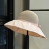 Big eaves bow bucket hat women's outdoor travel UV protection sun hat vinyl sun protection sun hat