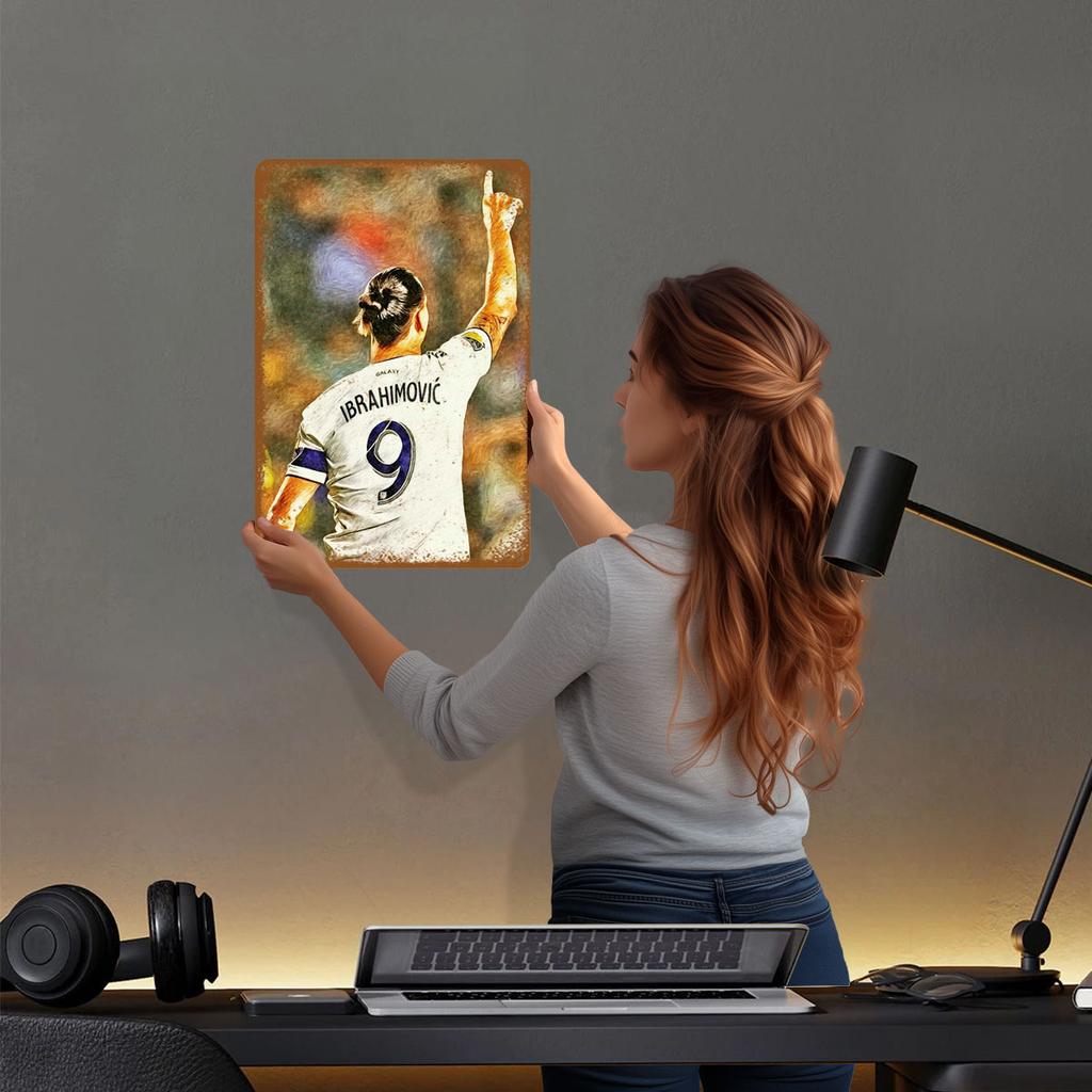 Ibrahimovic Art Drawing Tinplate Signs Sport Poster Vintage Decoration Living Room Custom Metal Sign for Wall Art Decoration Bar