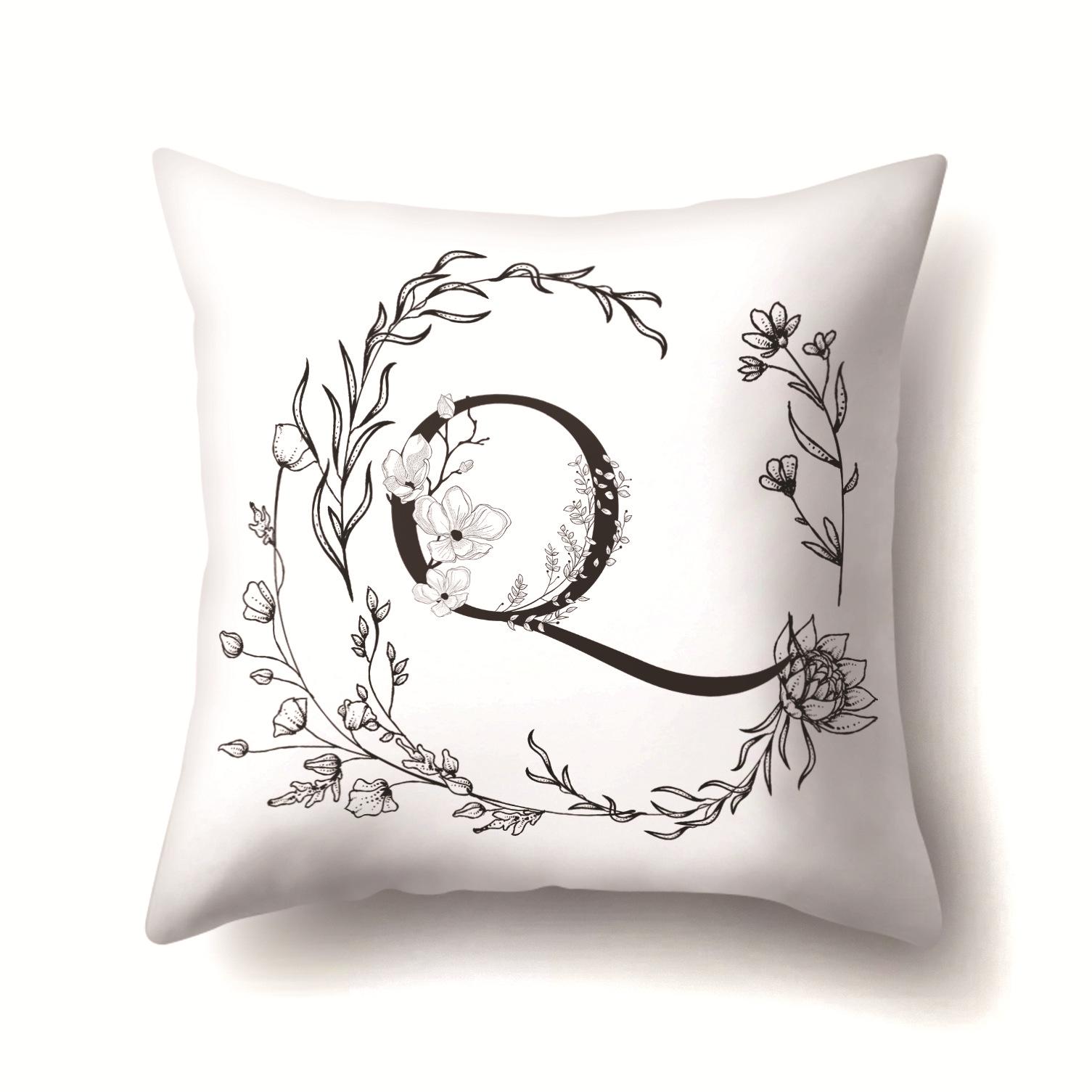 

Polyester Pillow Cover Ins Style Garland 26 English Letter Printing Pillow Cover Waist Cushion Car Seat Cover Premium 45Cm without pillow core