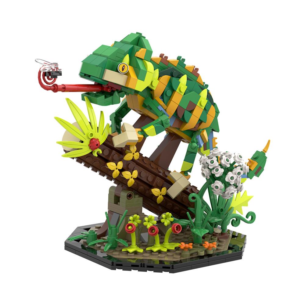 Yiran Toy Unisex Gobricks Moc Chameleon Bricks Reptile Pet Lizardinsect Building Blocks Toys Present