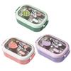 Portable Insulated Lunch Box Stainless Steel with Divided Compartments for Students Office and Travel Easy to Carry 1000ml