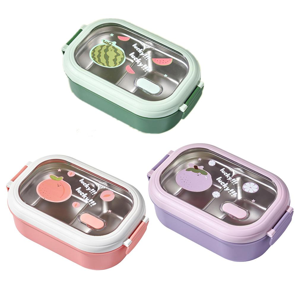 Portable Insulated Lunch Box Stainless Steel with Divided Compartments for Students Office and Travel Easy to Carry 1000ml