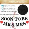 Pre-strung Soon to Be Mr & Mrs Banner - Black Glitter Bridal Shower Decorations for Wedding, Engagement or Bachelorette Party Photo Booth Props