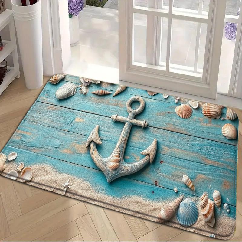 Navigations-Anker-Muster Fußmatte Geeignet für Eingangsbereich Wohnzimmer Schlafzimmer Küche Heimdekoration Teppich Eingangstür-Matte