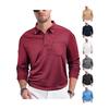 European and American Men's Casual Loose Button Placket Solid Color Long-sleeved Mesh Lapel Men's Polo Shirt Shirt