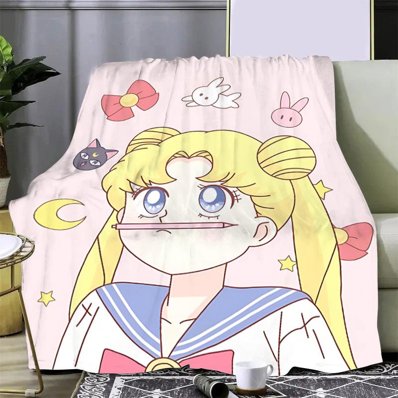 Japan Anime Cute Printed Blanket Picnic Blankets Warm Blanket and Comfortable S-Sailor M-MoonS Blanket Home Travel Birthday Gift