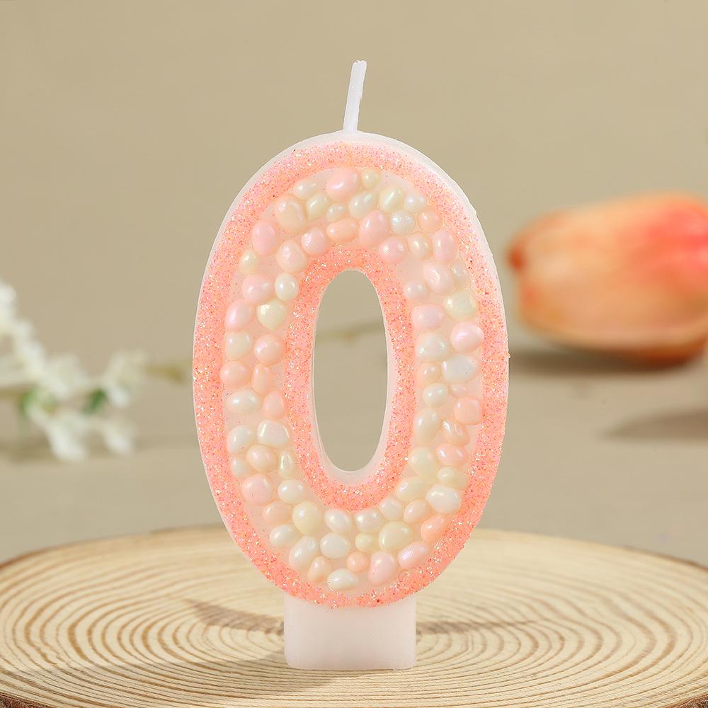 Handmade Pebble Powder Number Candles for Birthday and Party Decorations