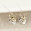 Kolczyki wiszące z zawieszką w kształcie serca, dwukolorowe, retro, dla kobiet, do codziennego noszenia, wykwintne kolczyki wiszące, akcesoria biżuteryjne