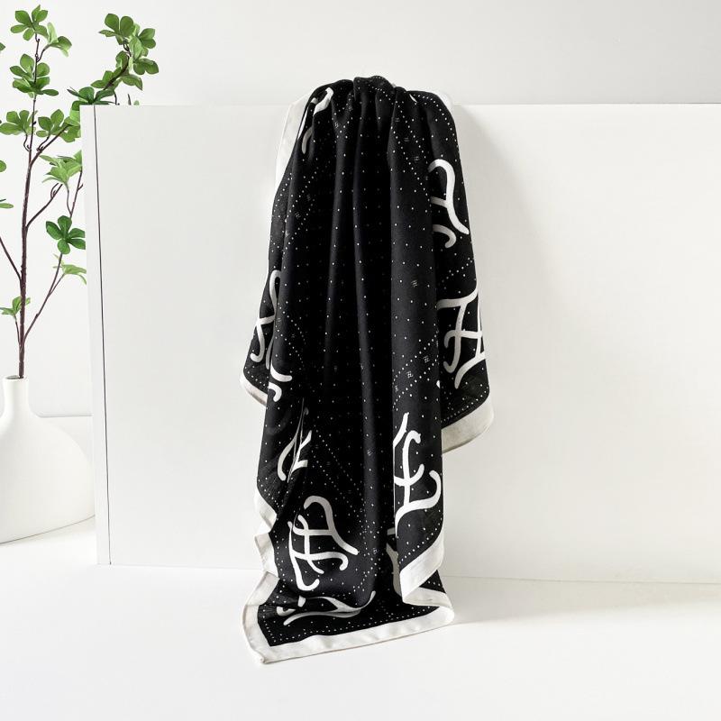 Foulard in Seta 70 * 70 cm Foulard Quadrato Piccolo da Donna Fantasia Spina di Pesce Cotone Moda Retrò Sciarpa Sciarpa di Alta Gamma Foulard in Seta
