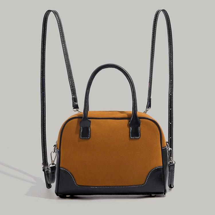 

Boston handbag bag 2025 autumn and winter new large-capacity suede backpack multi-purpose commuter bag messenger bag коричневий