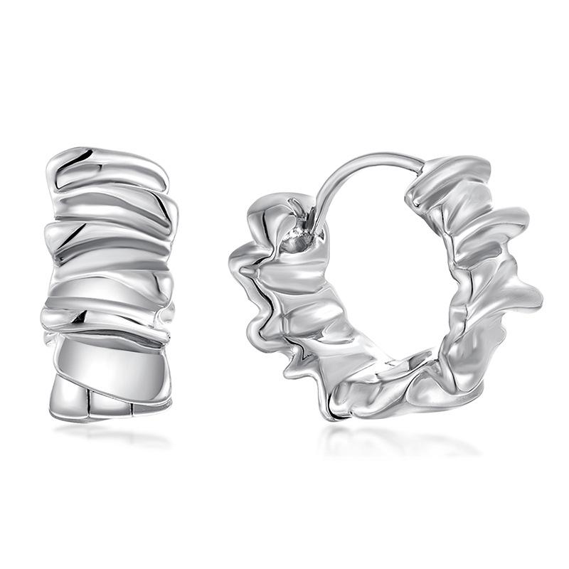 Irregular Geometric Pleated Earrings: Retro Dangle Hoops & Ear Cuffs for Women, INS Style