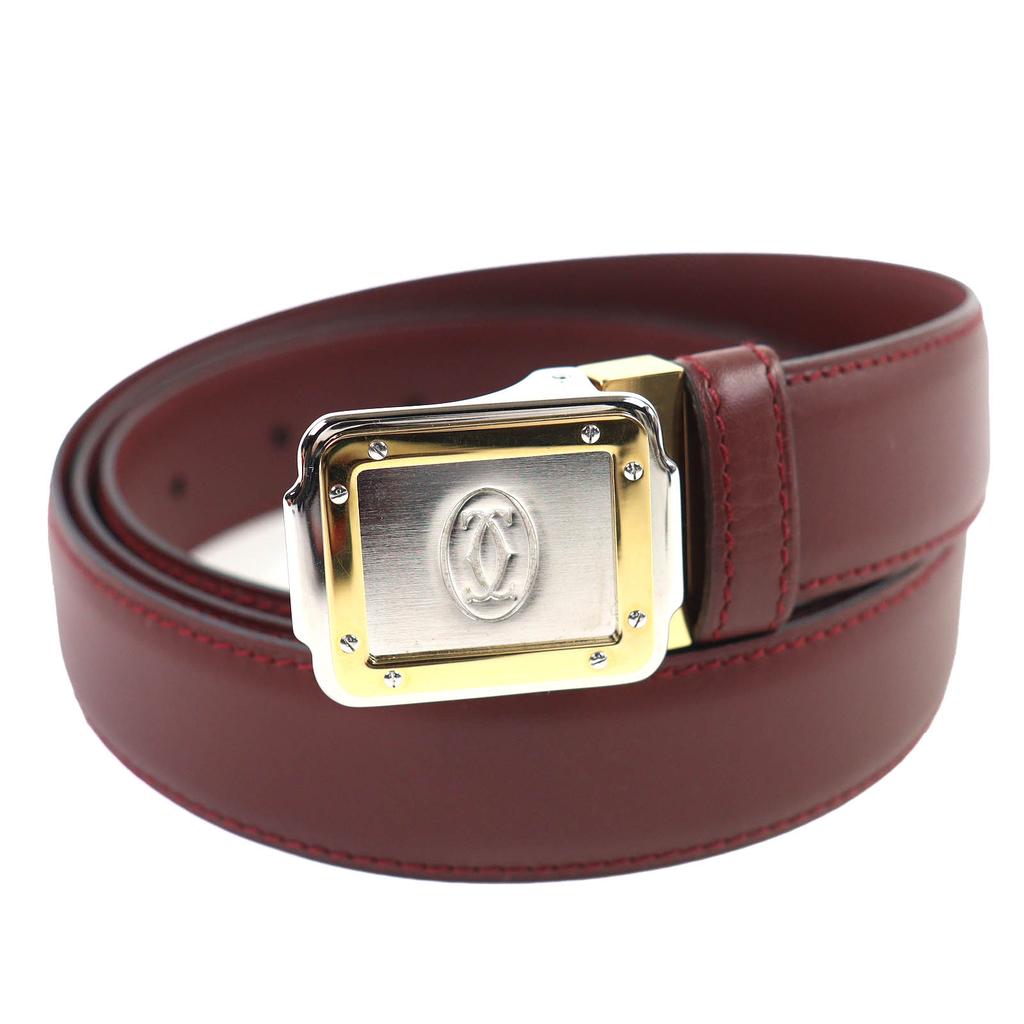 Pristine Cartier belt Santos Logo Buckle Leather Bordeaux leather mens Used