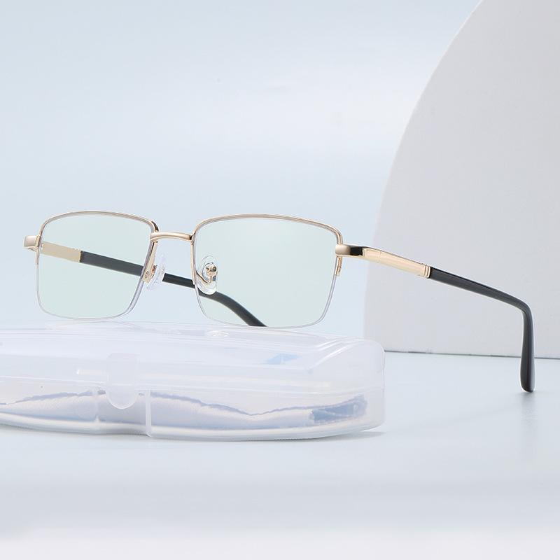 Men'S Fashion High-Definition Anti-Blue Light Presbyopia Glasses Neutral Fashion Business Half Frame Glasses For Farsightedness