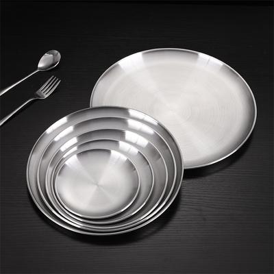 Set Stainless Steel Plates Dinner Dishes For Kid Dinnerware Set Reusable Kitchen Accessories Barbecue Camping Plates 4Pcs Dishes
