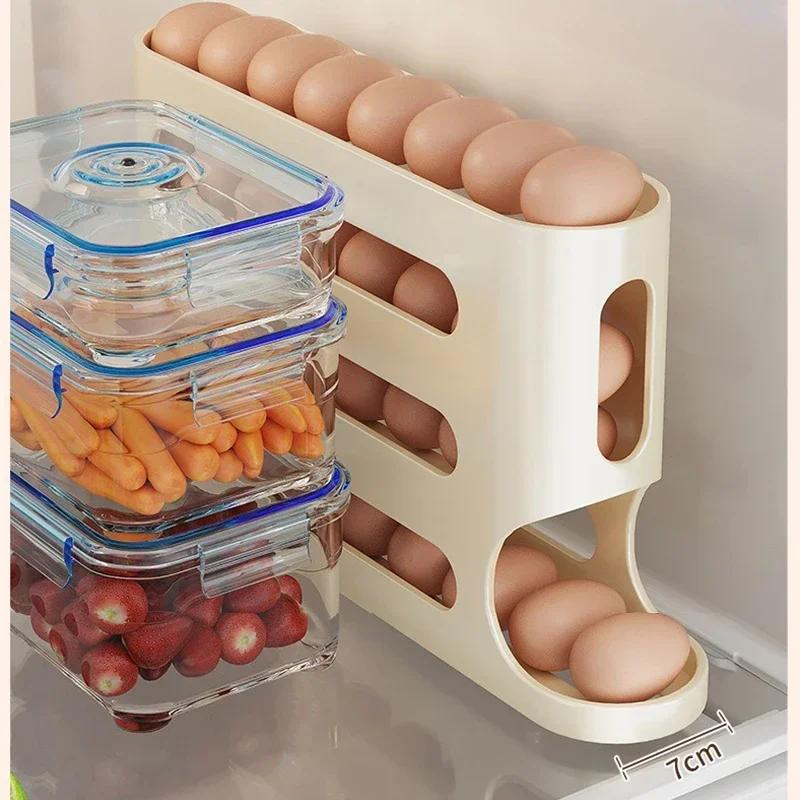 4-layer Slide Egg Storage Box Ladder Style Egg Box Storage Refrigerator Side Door Large Capacity Automatic Egg Rolling Machine