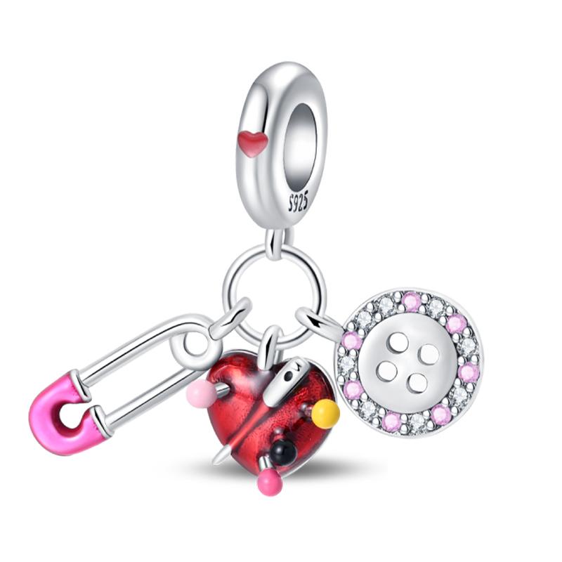 925 Silver Tailor Sewing Machine Telephone Alarm Clock Charms Pendants Fit 925 Bracelets DIY Jewelry