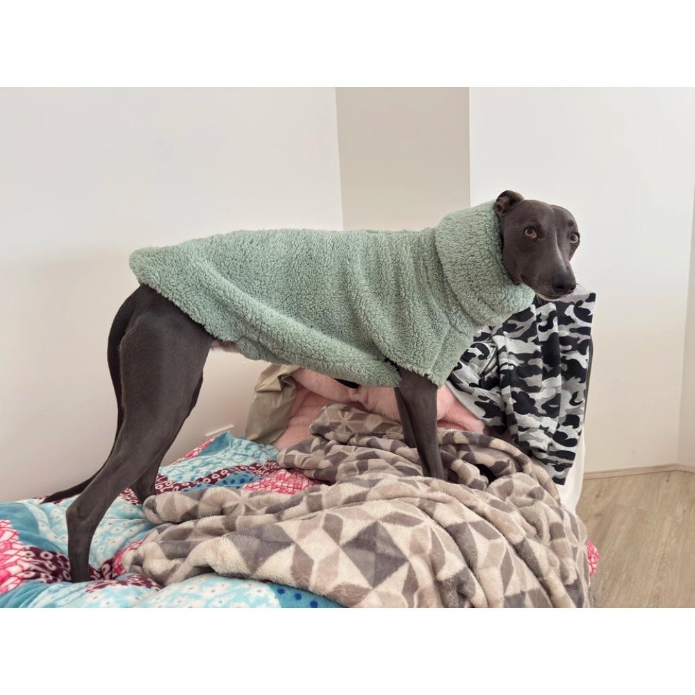 

Thick Sherpa Fleece Dog Jumpsuit,Warm Pet Dog Pajamas Rompers For Whippet Italian Greyhound - Sleeveless & High Neck Protect XS світло-зелений колір