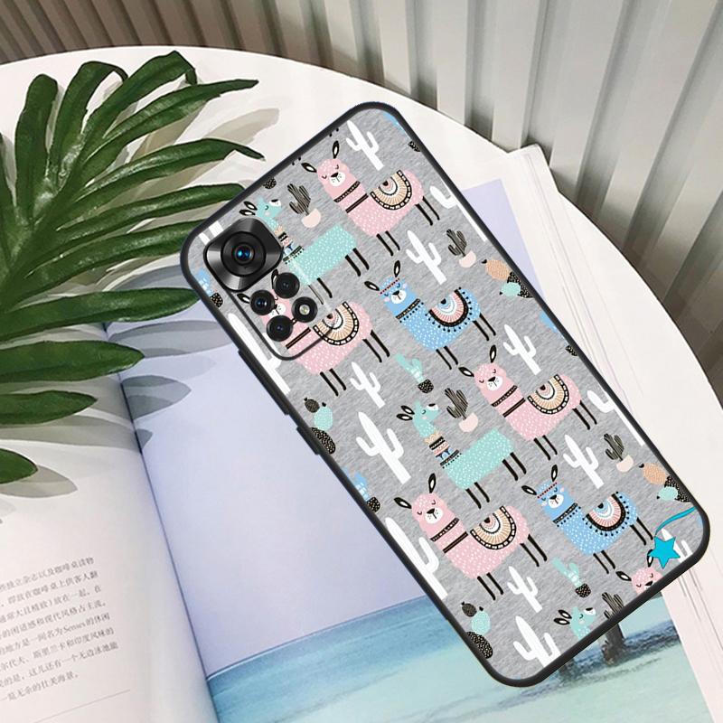 Cute Llama Case For Xiaomi Redmi Note 9 8 10 11 12 Pro Note 11S 10S 9S Redmi 12C 9C 10A 10C Back Cover