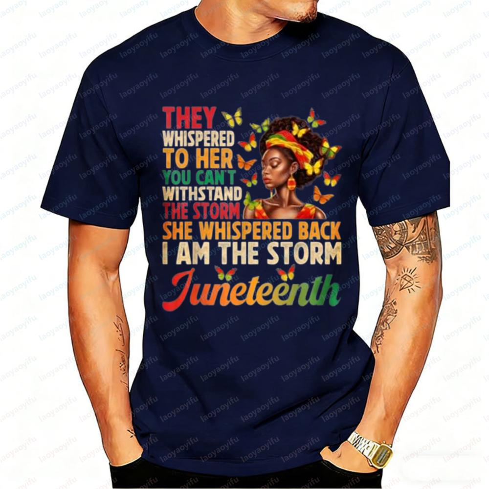 

Juneteenth I Am The Storm T-Shirt Men African American Woman Butterfly Graphic Tee Black History Freedom Emancipation Day Tsh... S разноцветный