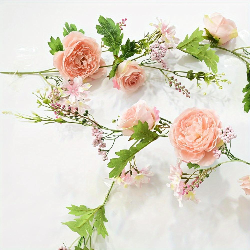 1pc Blush Peony Flowers OrgMemory Rose Flower Vine Light Pink Flower Garland Floral Garland for Wedding Decor Home Table Runner Mantle Decoration