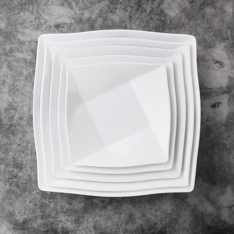 9-inch White Commercial Melamine Square Dinner Plate