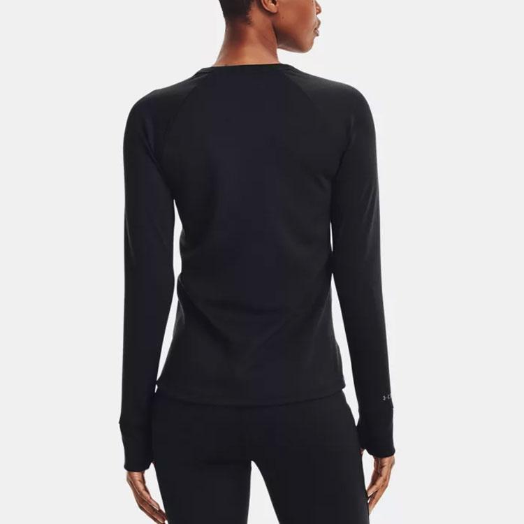 Under Armour Solid Color Sports Crew Neck Printed T-Shirt Women Tops Black 1353351-001