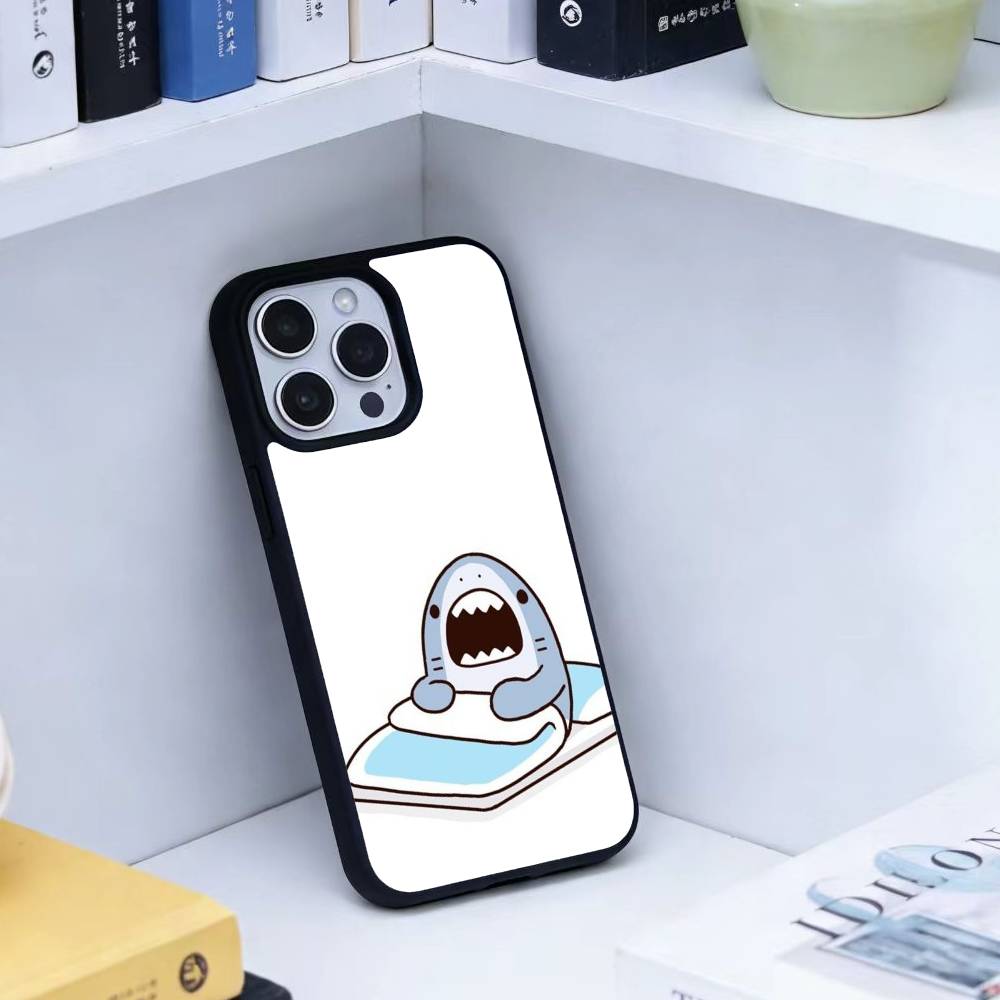 H-Cute Shark Phone Case For iPhone 14,16,15,13,17,12,Plus,Pro,Max Magnetic For Magsafe Frosted Cover iPhone15Plus