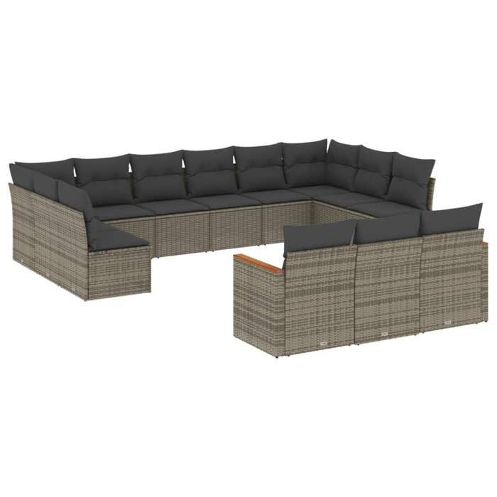 VidaXL Garden Lounge Set with Cushions 13 Pcs, Patio Sofas, Patio Furniture Set, Outdoor Furniture, Grey 3226459