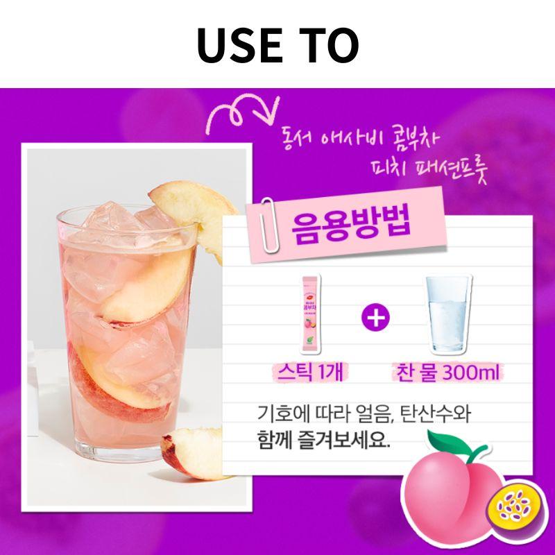 Kombucha Tee Pulver Stick Pfirsich Maracuja Geschmack 5g x 30 Beutel Koreanischer Stil Frucht Tee