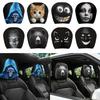 2 Bucăți Huse Negre pentru Scaune Auto cu Imprimeu Față Înfricoșătoare Protector pentru Tetiere Auto Husă Tetiere Auto Halloween