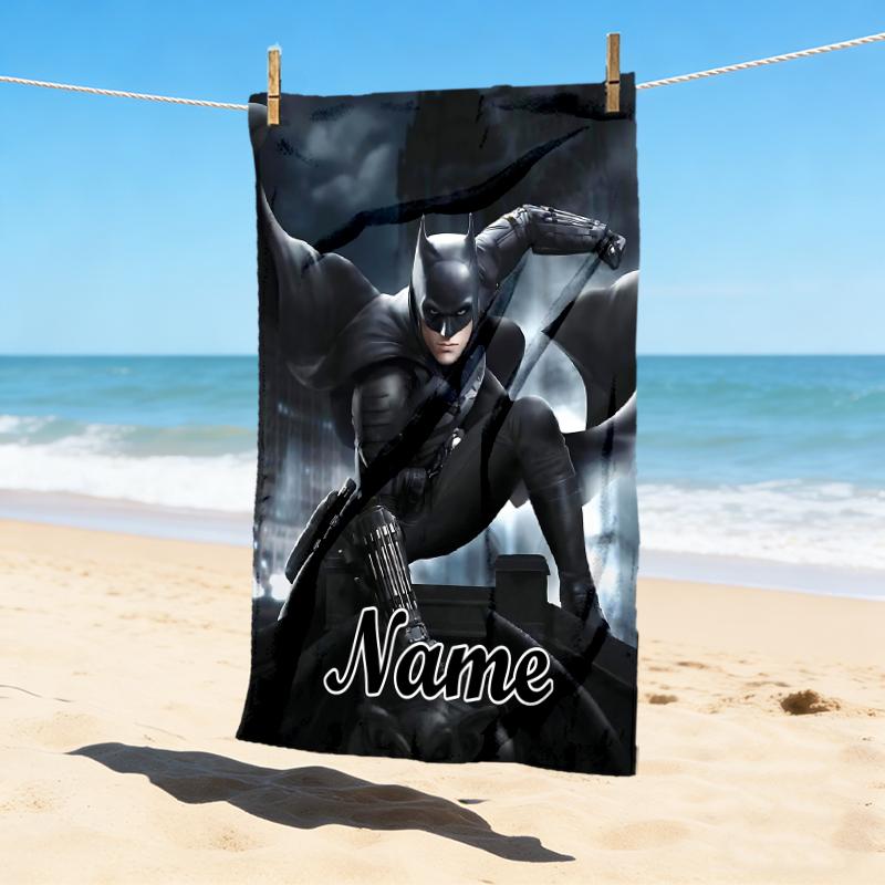Custom Name Batman Storm Stylish Digital Printing Beach Towel Quick‑Drying Absorbent Blanket for Beach Pool Gym Travel