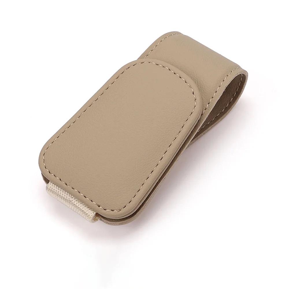 Car Glasses Holder Universal Auto Sun Visor Sunglasses Clip Magnetic Leather Eyeglass Card Ticket Clips Car Interior Accessories