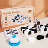 1 Set Hidden Puzzle Building Block Toy Brain Teaser Black White Wooden Block Board Game Toddlers Color Shape Learning Focus Training STEM Educational