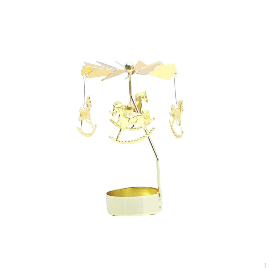 Rotary Candle Holder Aureate Metal Tealight Candlestick Ornament Romantic for Table Dinner Festival