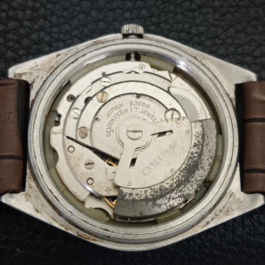 JAPAN 6309A VINTAGE SEIKO 5 AUTOMATIC MENS ORANGE COLOR DIAL WATCH a702736-1