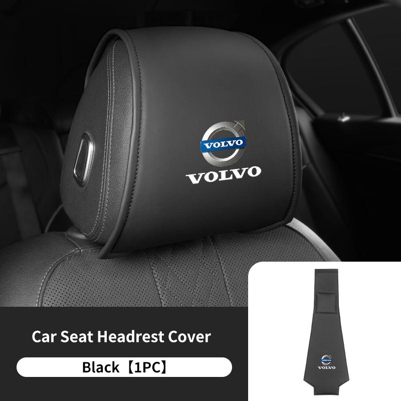 

Leather Car Seat Headrest Cover Anti-dirty Neck Pillow Protector For Volvo C70 S60 S80 S90 V40 V50 V60 V90 XC40 XC60 XC70 XC90 чёрный