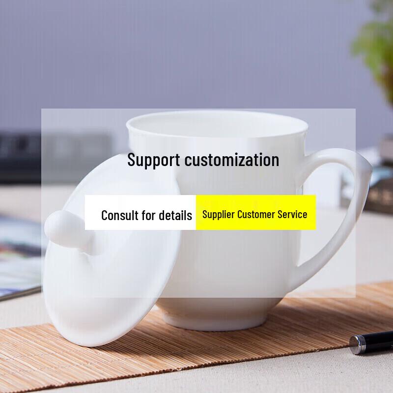 ZETAI Reinweiße Keramiktasse mit Deckel