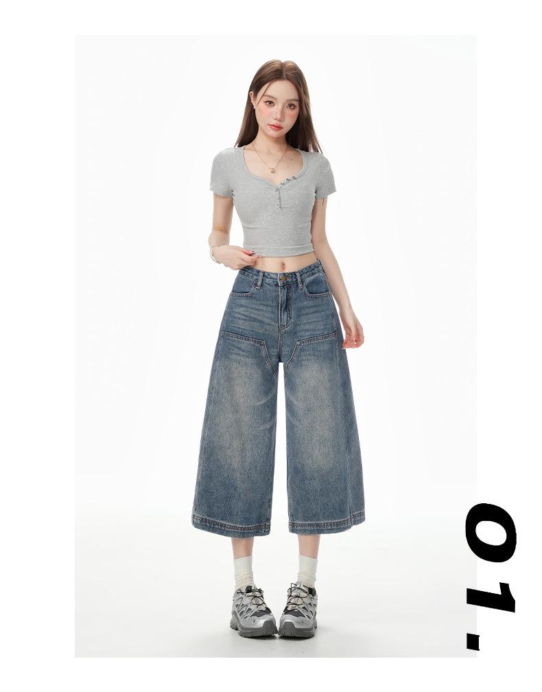 2025 Trendy Women’s Retro Wide-Leg Cropped Pants