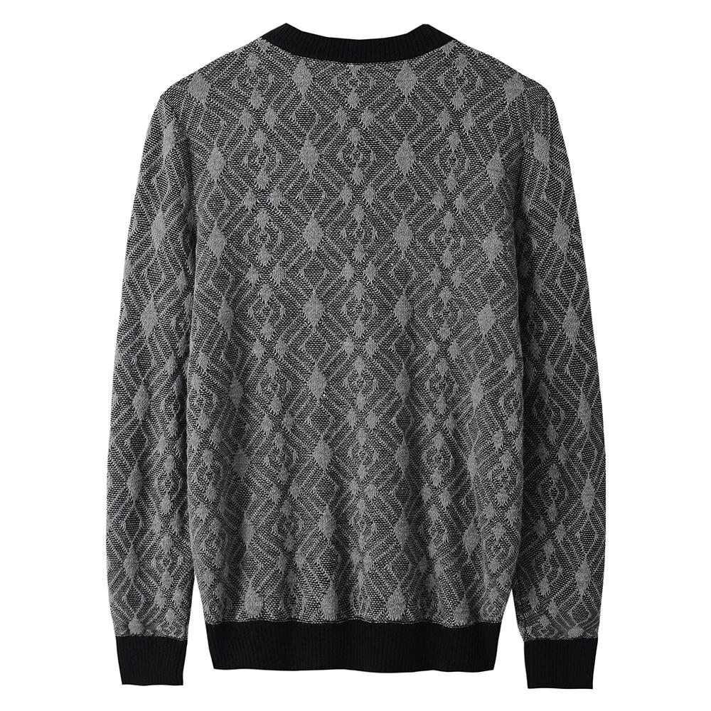 Jersey de manga larga con cuello redondo y diamantes vintage para hombre