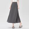 Chiffon Spliced   Gray Suit Skirt for Women In Summer Thin Pleated Spliced   A-line Long Skirt