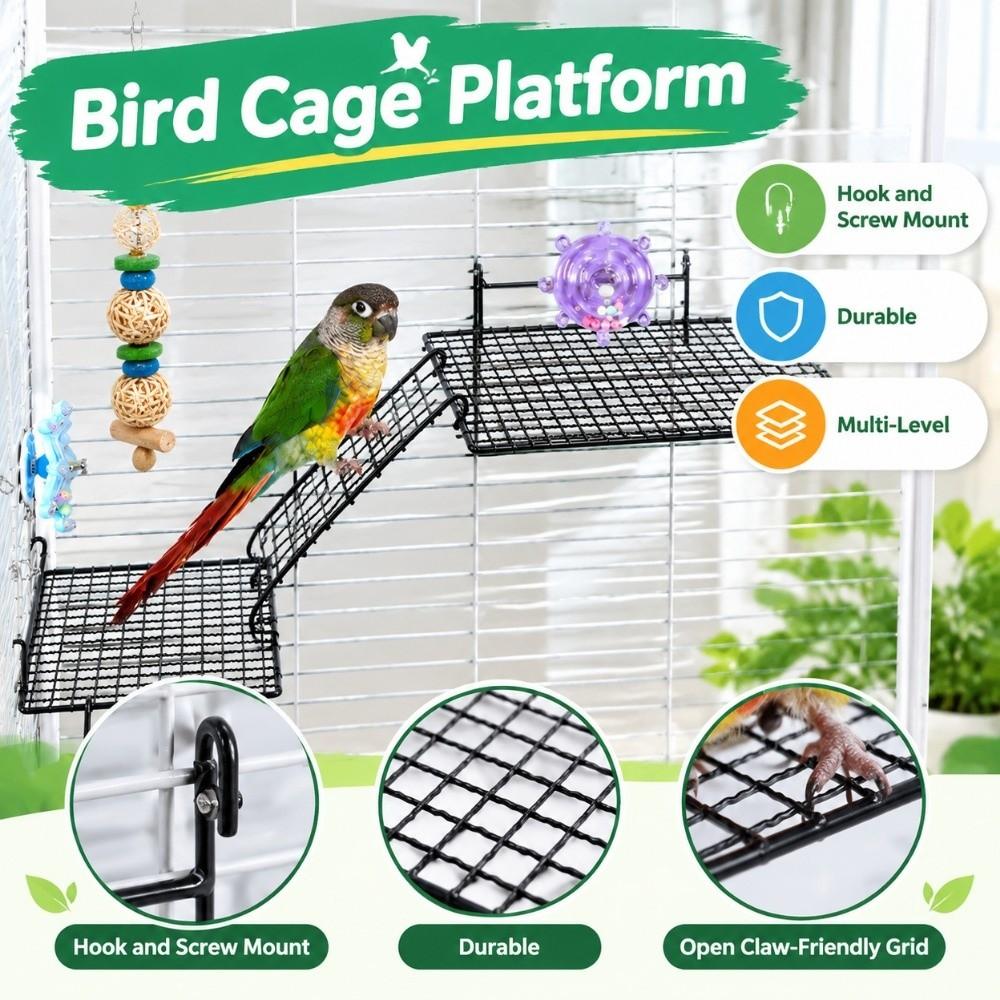 Multi-Level Bird Cage Platform Durable Climbing Ladder Interactive Parrot Station Indoor